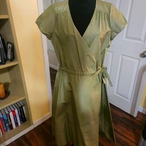 Faux wrap midi dress